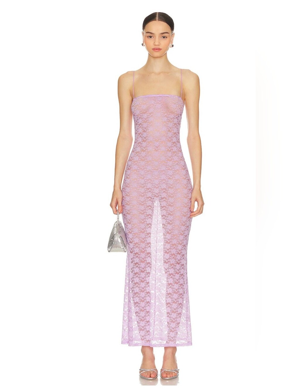 NWT Lovers and Friends Lia Sheer Lace Maxi Dress XL Lilac Y2K Fairycore